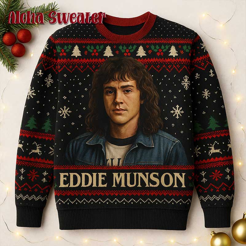 Eddie Munson Stranger Things Ugly Christmas Sweater