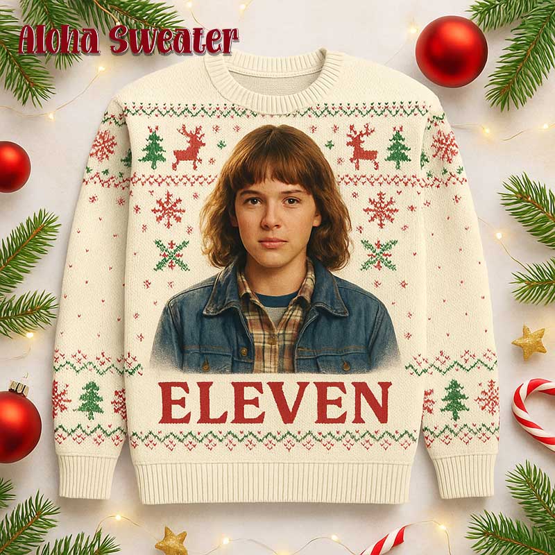Eleven From Stranger Things Ugly Christmas Sweater