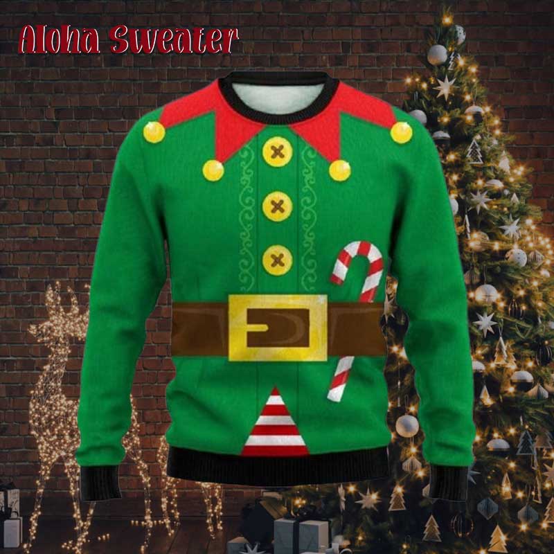 Elf Cartoon Costume Cosplay Ugly Christmas Sweater