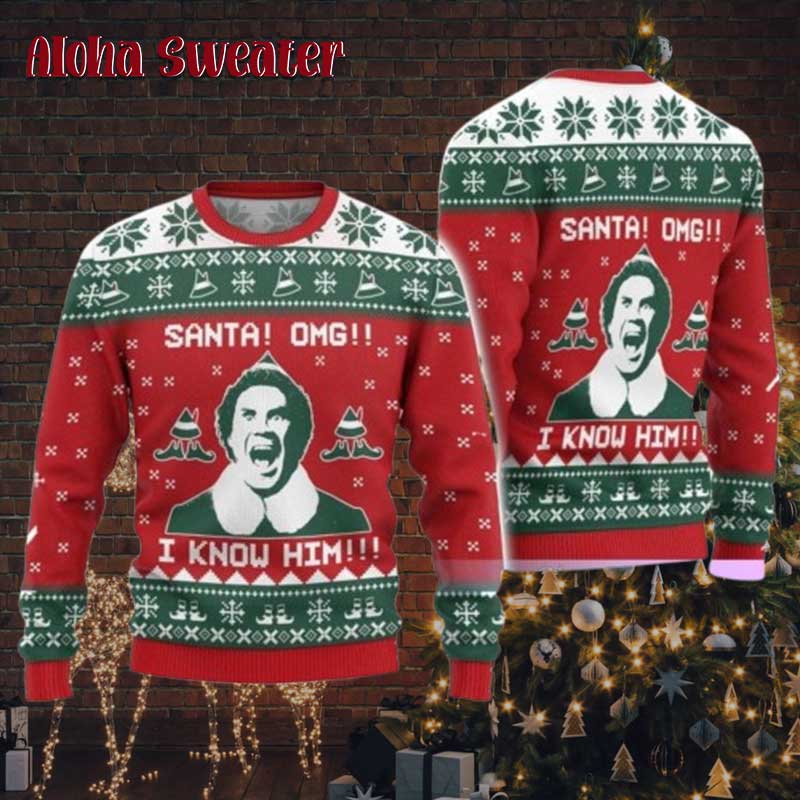Elf The Movie Santa Omg Ugly Christmas Sweater
