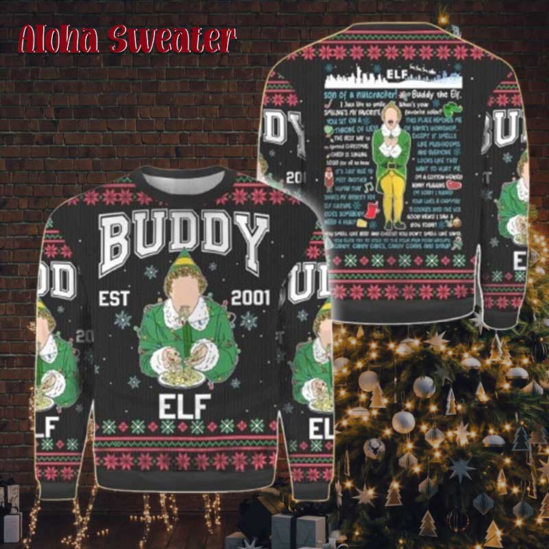 Est 2001 Buddy The Elf Ugly Christmas Sweater