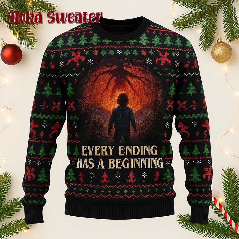 Every Ending Has A Beginning Stranger Things Ugly Christmas Sweater