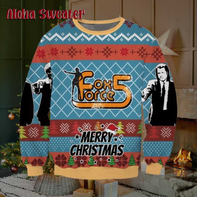 Fox Force Five Shoot Pulp Fiction Ugly Christmas Sweater