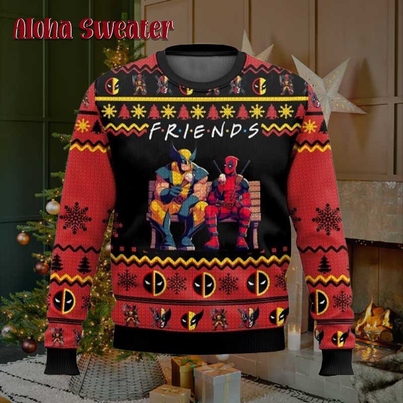 F.R.I.E.N.D.S Deadpool Wolverine Ugly Christmas Sweater