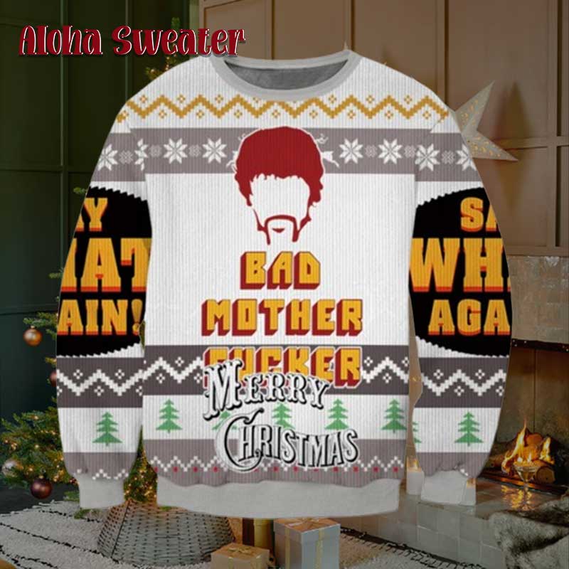 Fucker Say What Pulp Fiction Ugly Christmas Sweater