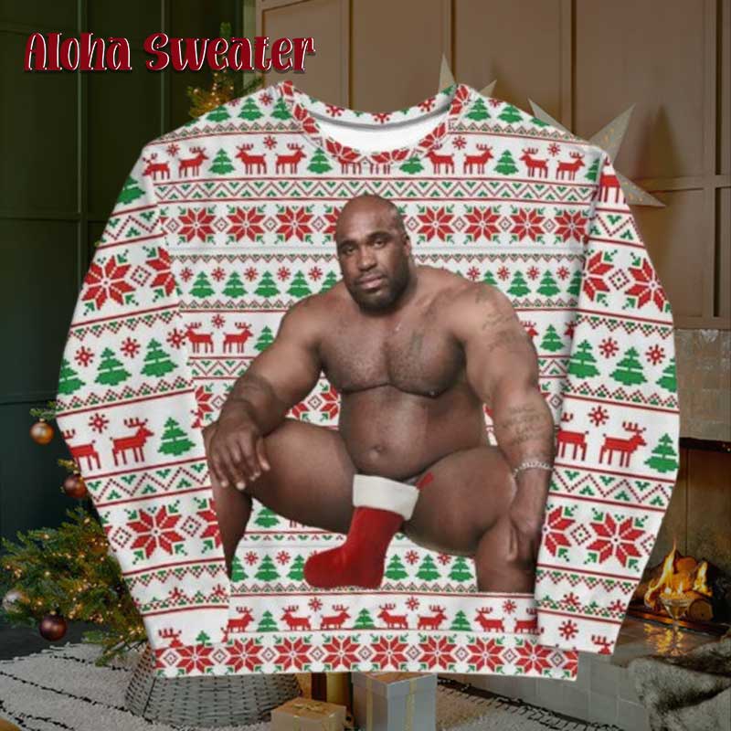 Give U A Red Sock Barry Wood Ugly Christmas Sweater