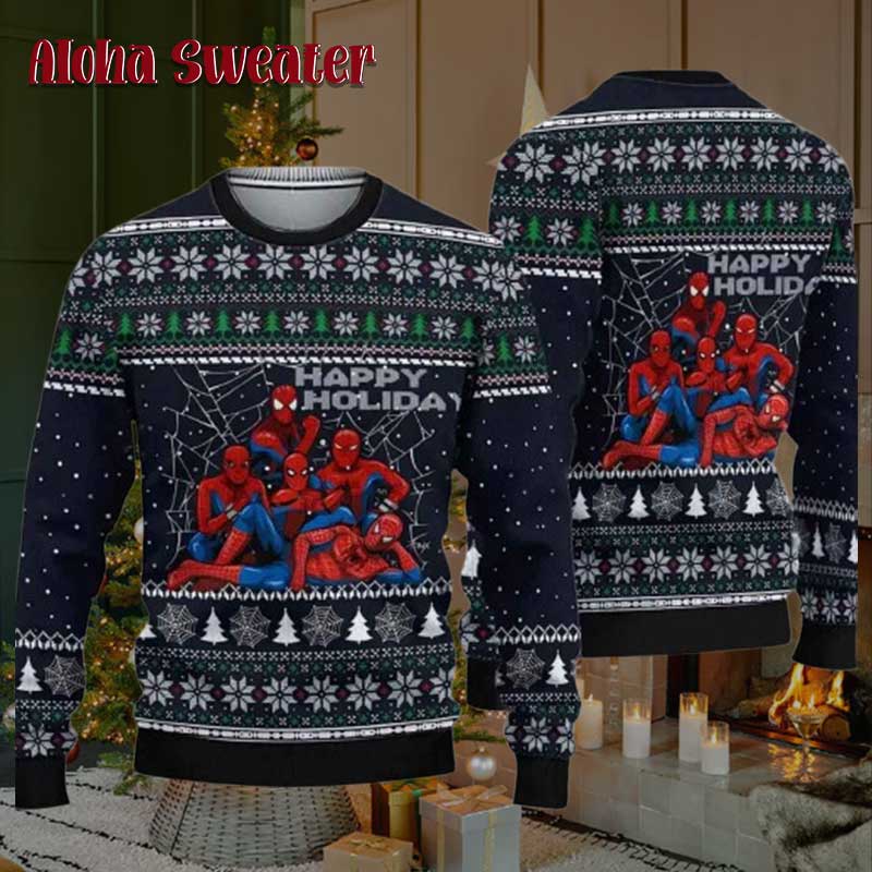 Happy Holiday Spiderman Club Ugly Christmas Sweater