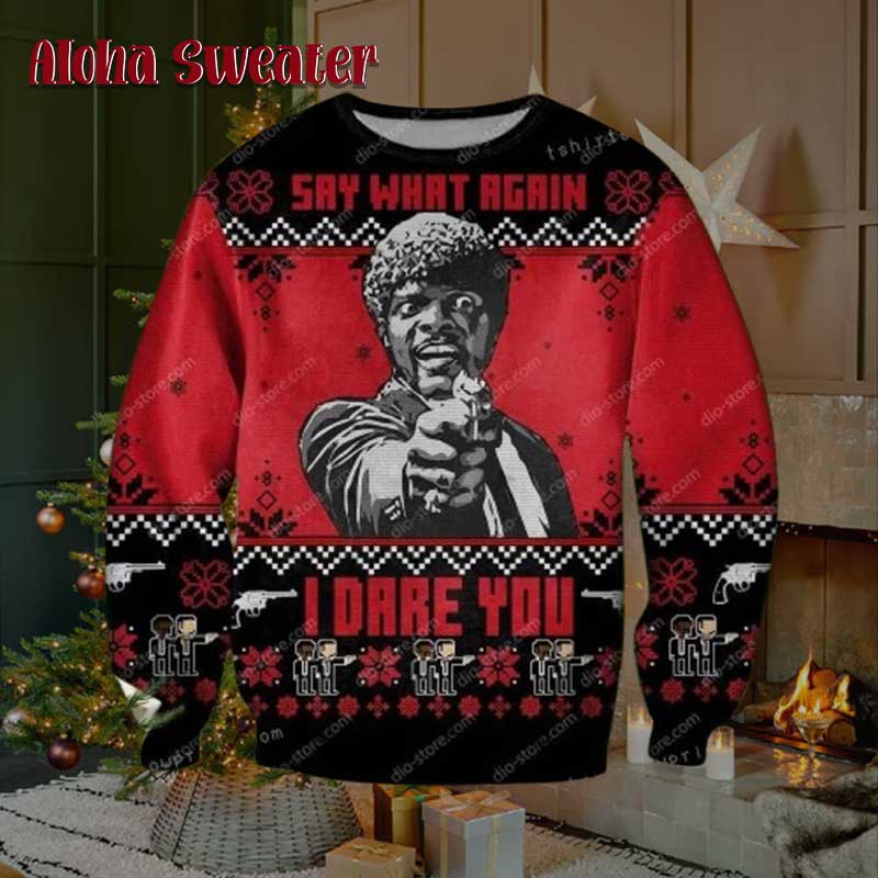 I Dare You Pulp Fiction Ugly Christmas Sweater