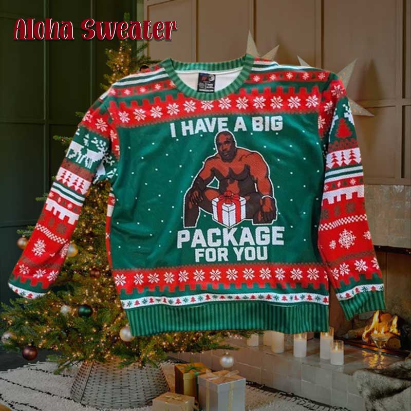 I Have A Big Package Barry Wood Ugly Christmas Sweater