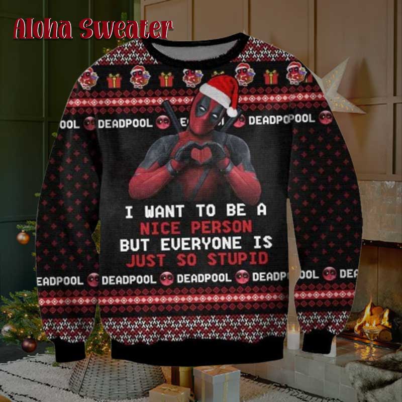 I Want To Be A Nice Person Deadpool Ugly Christmas Sweater