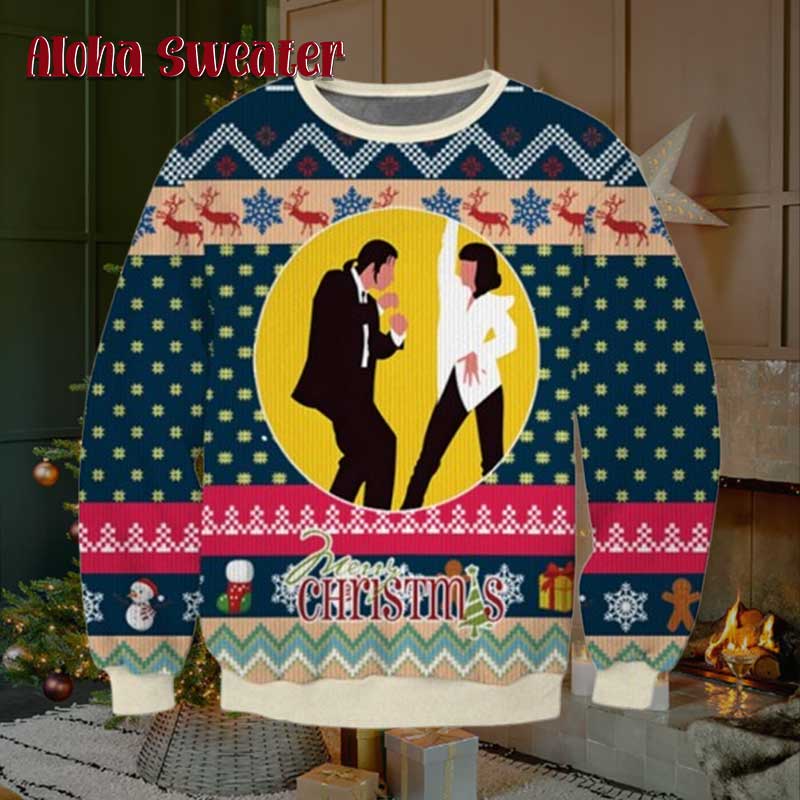 John Fox Force Five Pulp Fiction Ugly Christmas Sweater