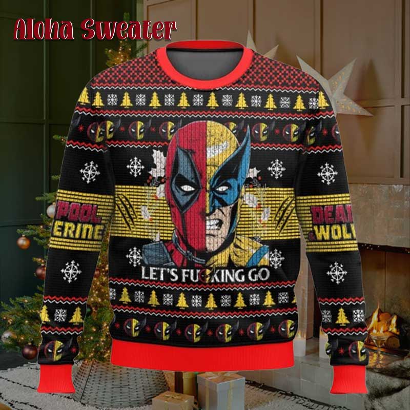 Let Fucking Go Deadpool Christmas 2025 Ugly Christmas Sweater