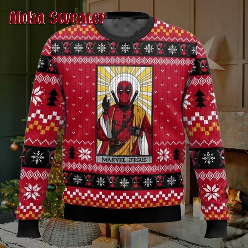 Marvel Jesus Deadpool Fun And Unique Ugly Christmas Sweater