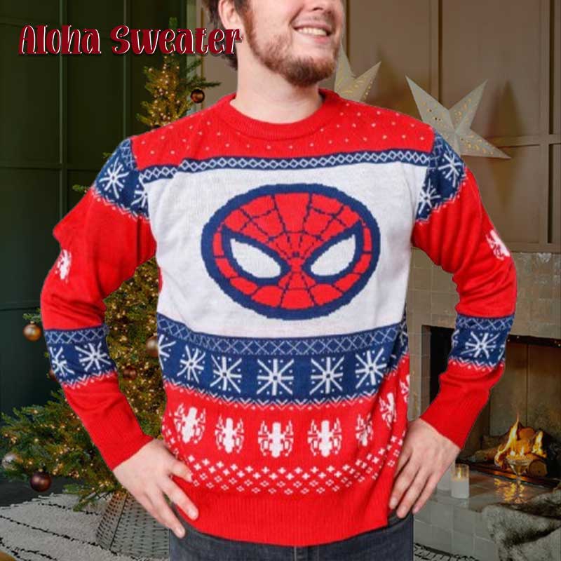 Marvel Spider Man Symbol Holiday Ugly Christmas Sweater