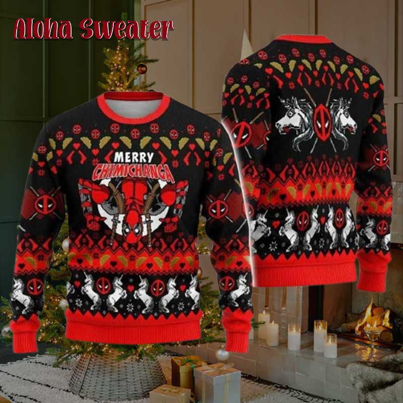 Merry Chimichanga Deadpool Ugly Christmas Sweater
