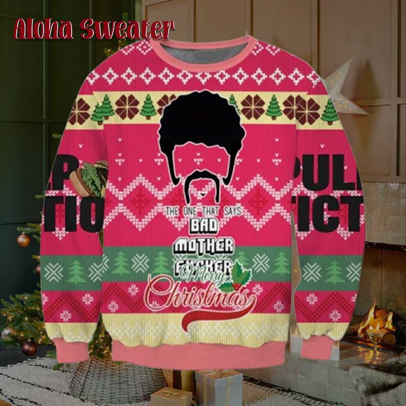 Mother Royale Cheese Pulp Fiction Ugly Christmas Sweater
