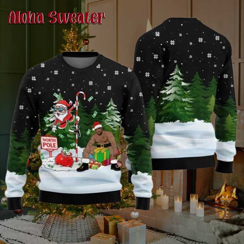 Naughty Barry Wood Personalized Name Ugly Christmas Sweater