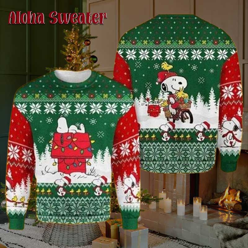 Peanuts Snoopy Lying On The Roof Ugly Christmas Sweater