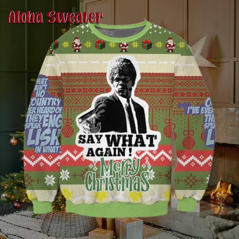 Pulp Fiction Say What Dance Clips Ugly Christmas Sweater