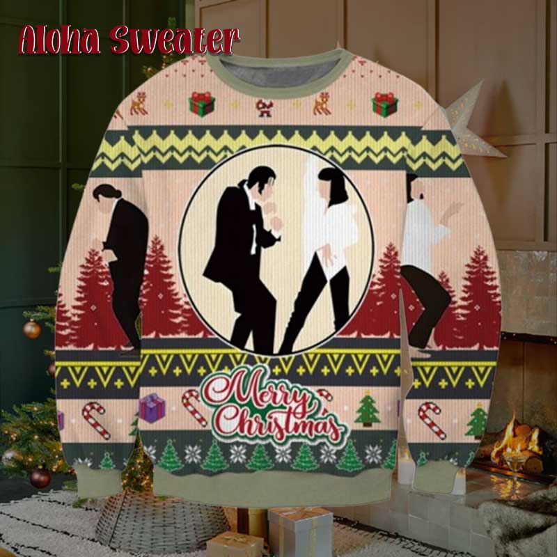 Pulp Fiction Say What Dance Clips Ugly Christmas Sweater