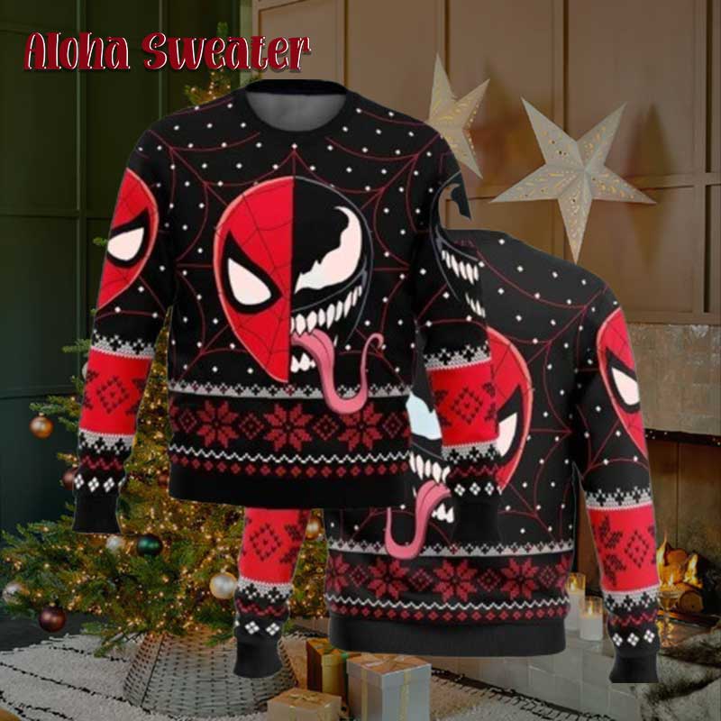 Red Black Spider Movie Spiderman Ugly Christmas Sweater