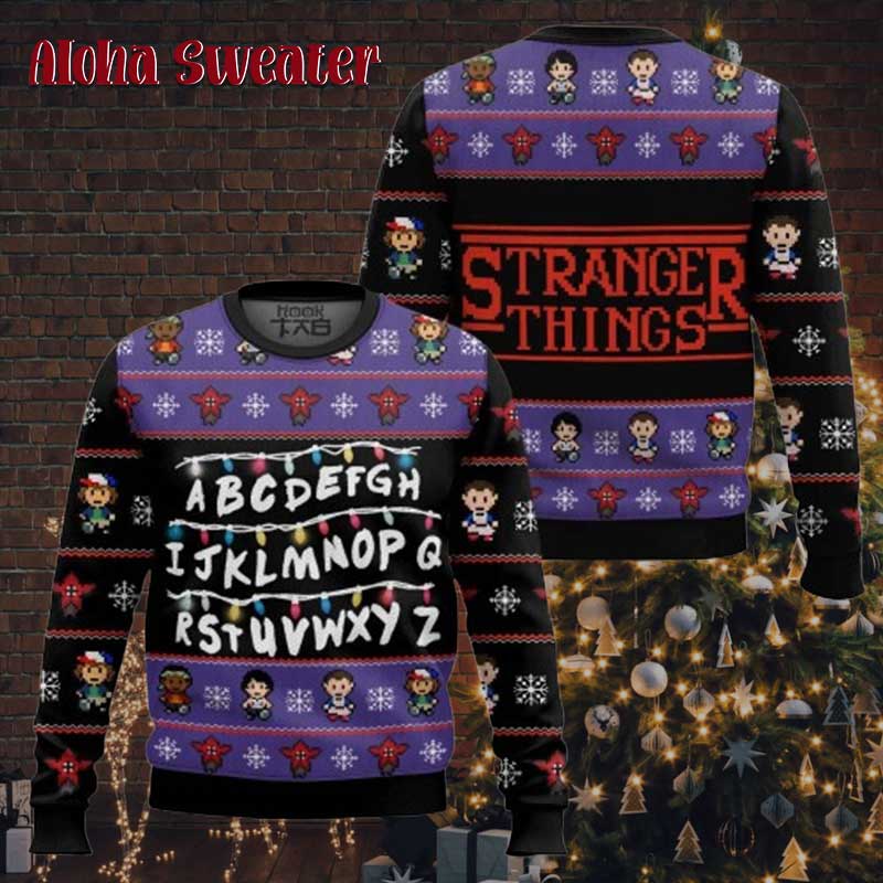 Run Light Shaped Stranger Things Ugly Christmas Sweater