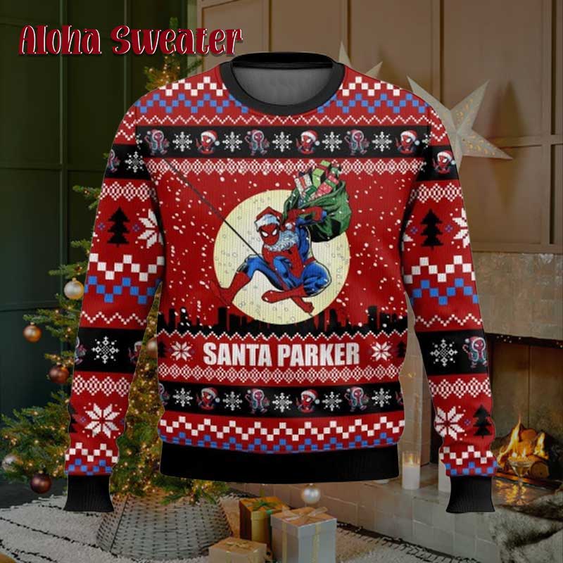 Santa Parker Spiderman Ugly Christmas Sweater