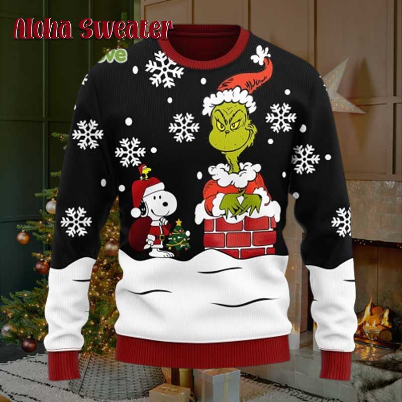 Snoopy And Santa Grinch Ugly Christmas Sweater