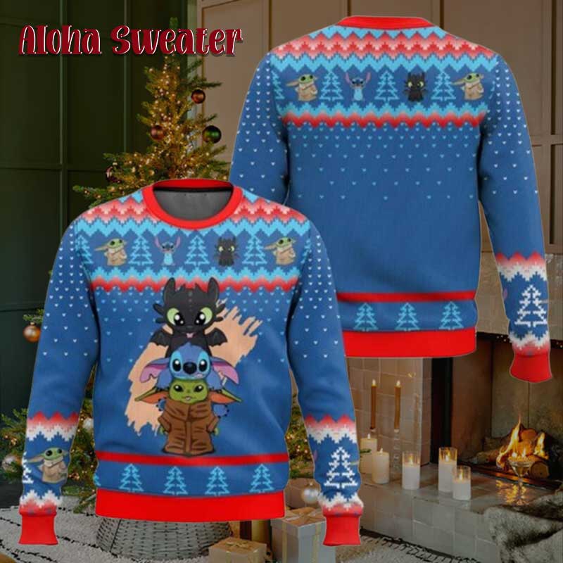 Stitch Sdentato Baby Yoda Ugly Christmas Sweater
