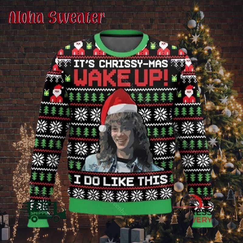 Strong Man Eddie Munson Stranger Things Ugly Christmas Sweater