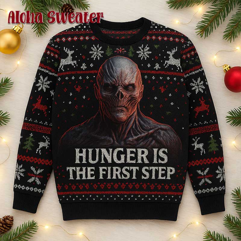 The First Step Stranger Things Ugly Christmas Sweater
