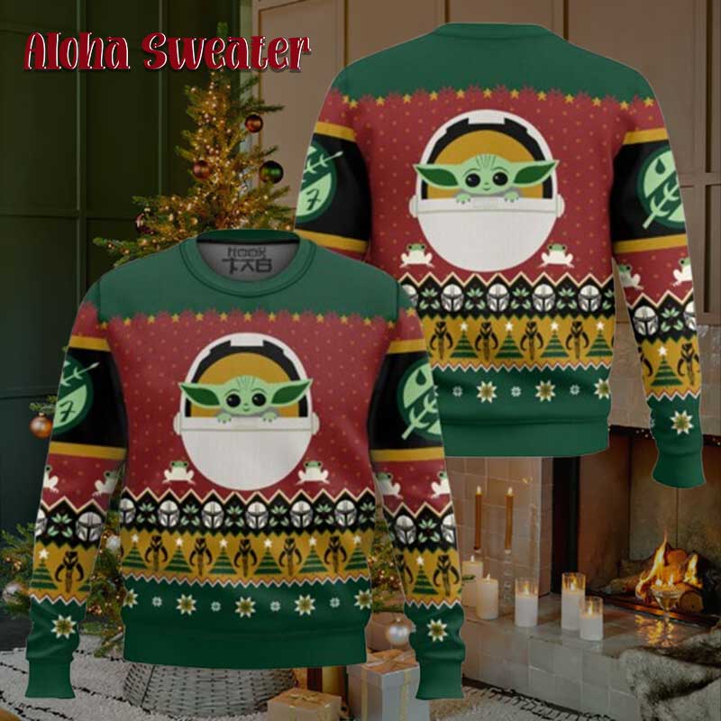 The Fly Ship Baby Yoda Grogu Ugly Christmas Sweater