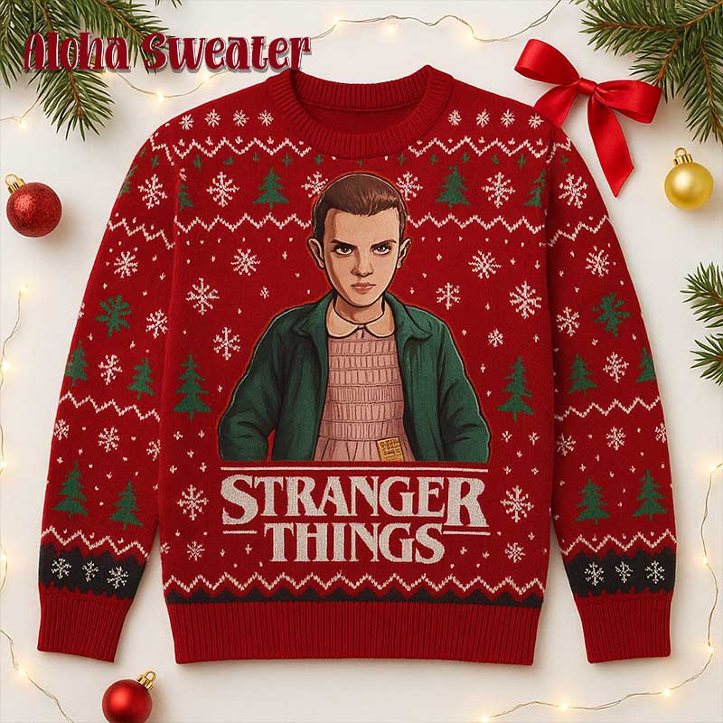 The Strange Girl Elevan Stranger Things Ugly Christmas Sweater