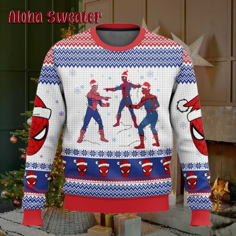 Three Spider Man Hoo Ugly Christmas Sweater