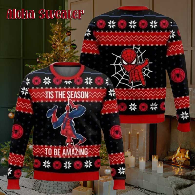 Tis The Season To Be Amazing Spider Man Ugly Christmas Sweater