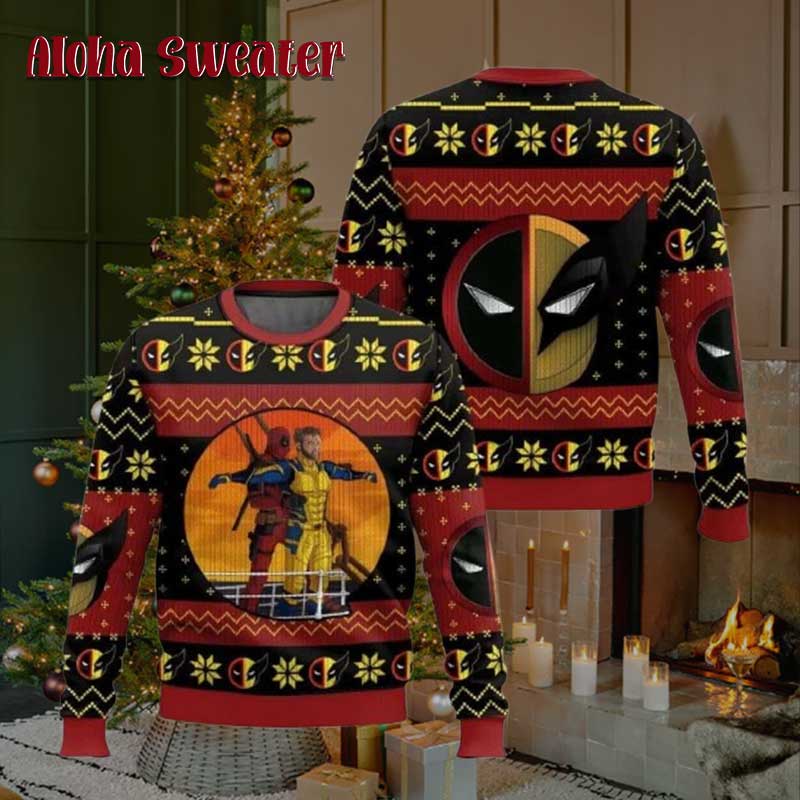 Titanic Version Deadpool And Wolverine Ugly Christmas Sweater