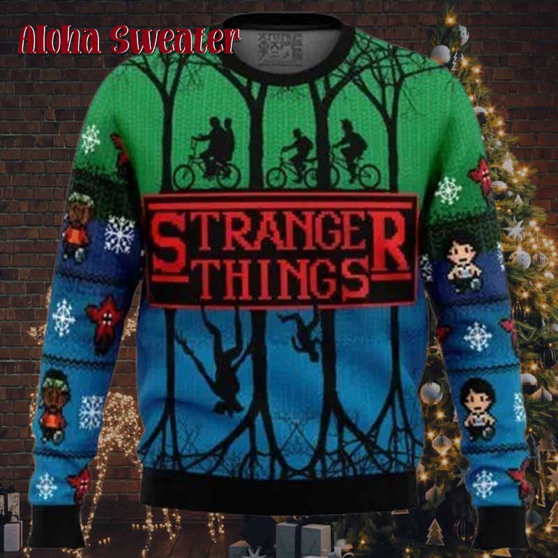 Up Side Down World Stranger Things Ugly Christmas Sweater
