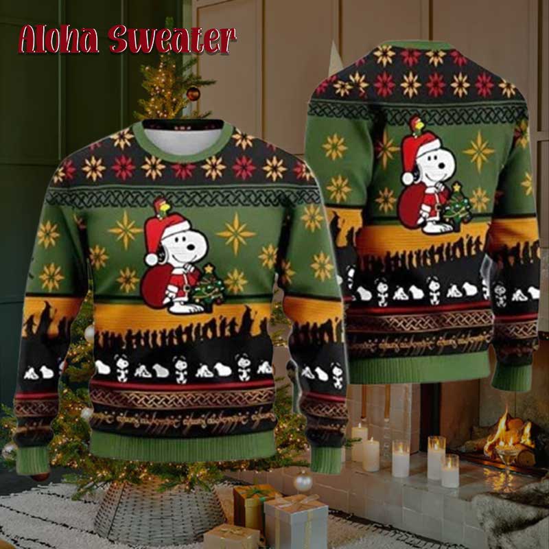 Vintage Santa Snoopy Ugly Christmas Sweater