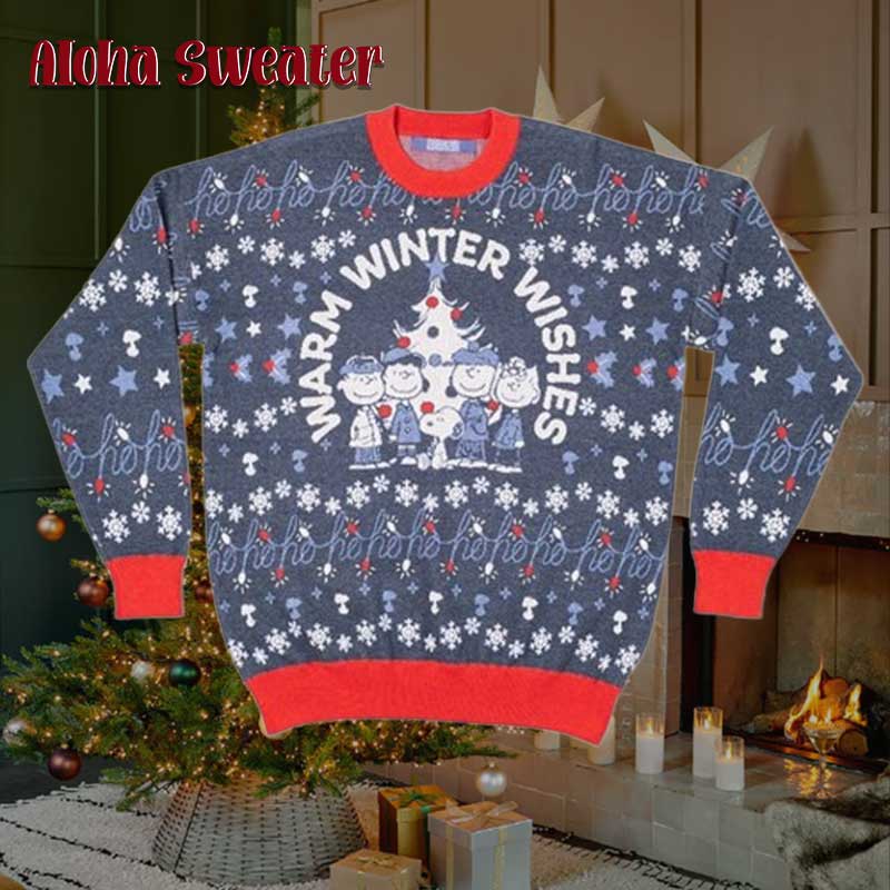 Warm Winter Wishes Snoopy Ugly Christmas Sweater