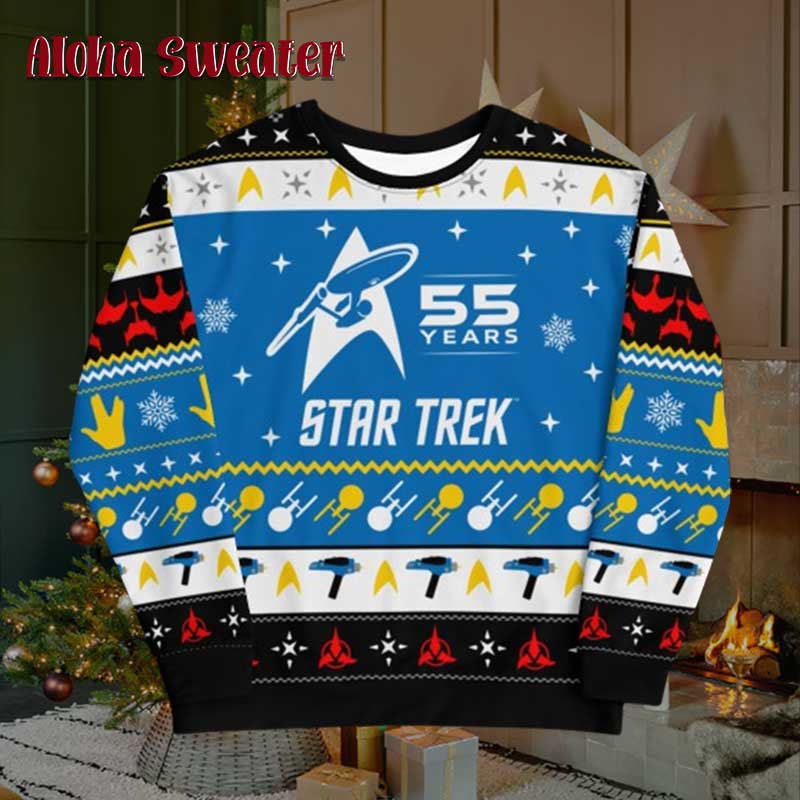55 Years Annivesary Star Trek Xmas Ugly Sweater