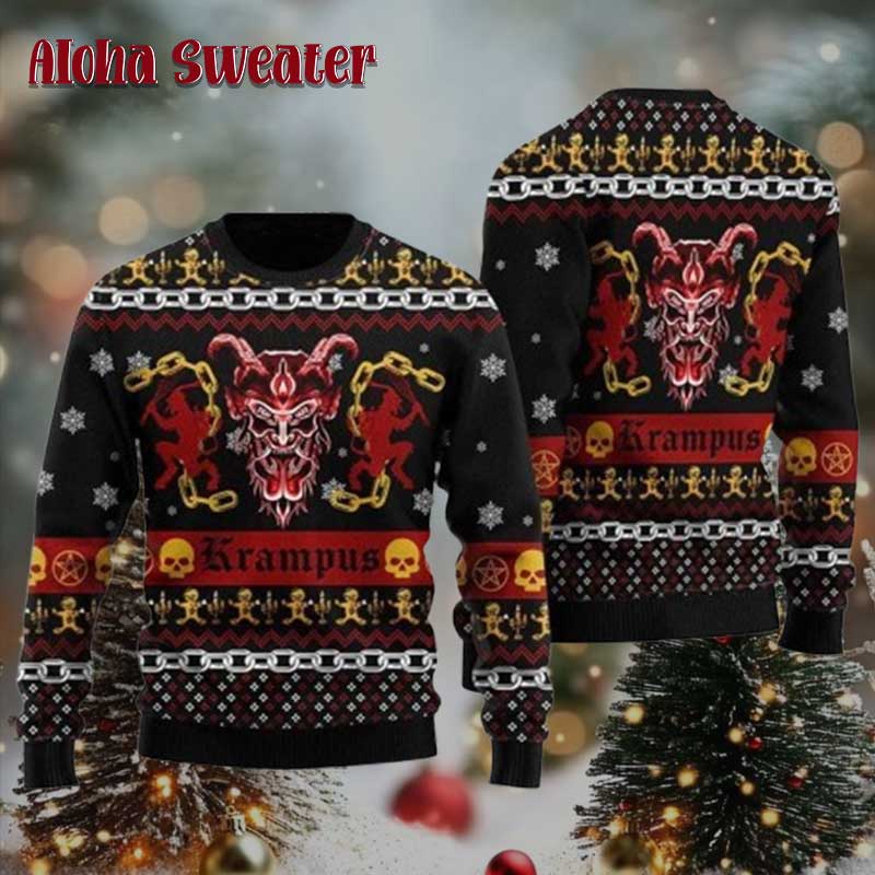 90s Devil Krampus Horror Ugly Christmas Sweater