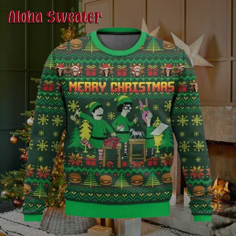Elf Family Bob’s Burgers Ugly Christmas Sweater