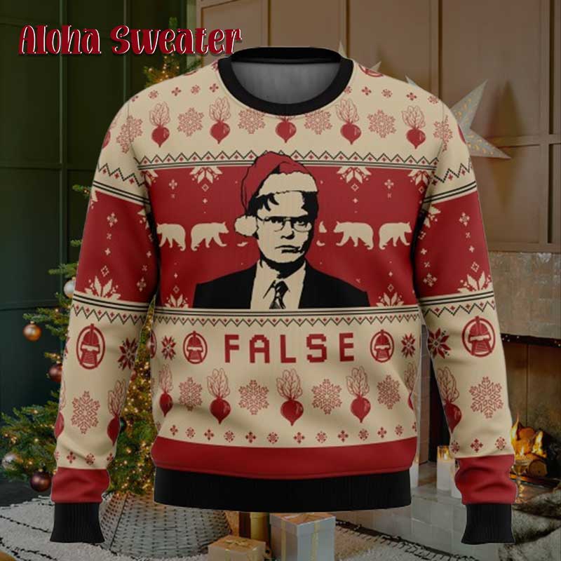 False The Office Dwight Schrute Ugly Christmas Sweater