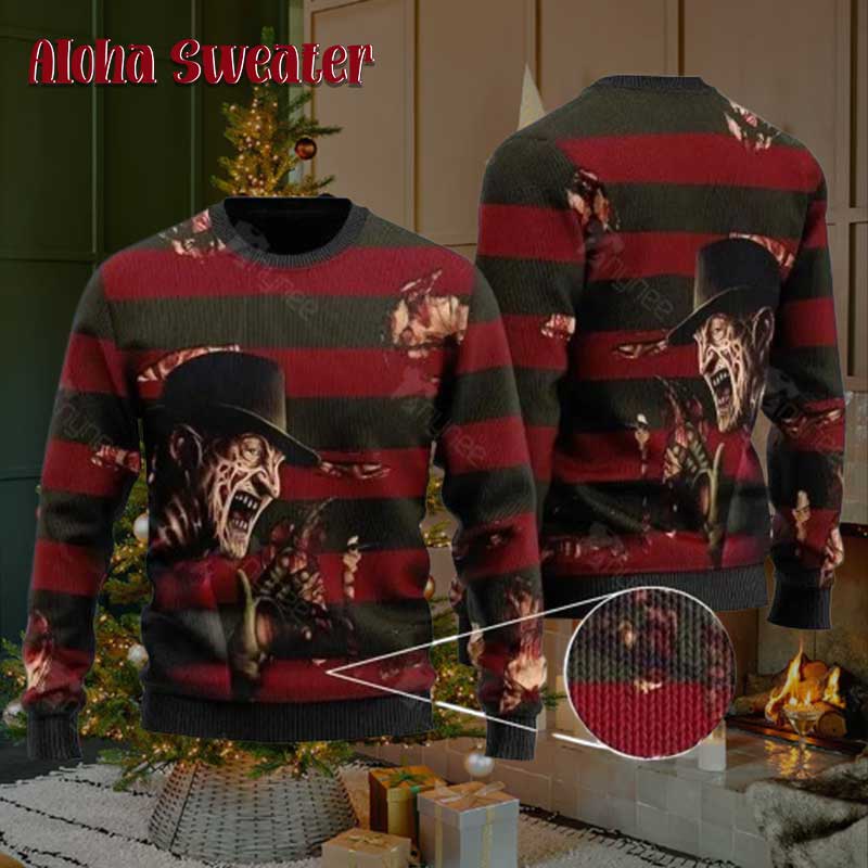 Freddy Claws Custom Name Halloween Ugly Christmas Sweater