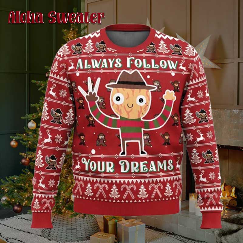 Freddy Krueger Barbie Pink Logo Ugly Christmas Sweater