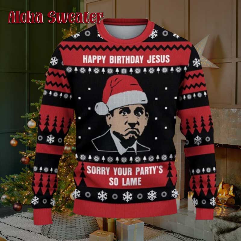 Funny Happy Birthday Jesus The Office Ugly Christmas Sweater