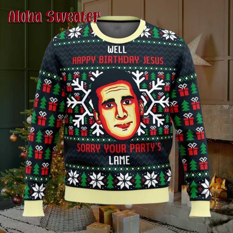 Happy Birthday Jesus The Office Ugly Christmas Sweater