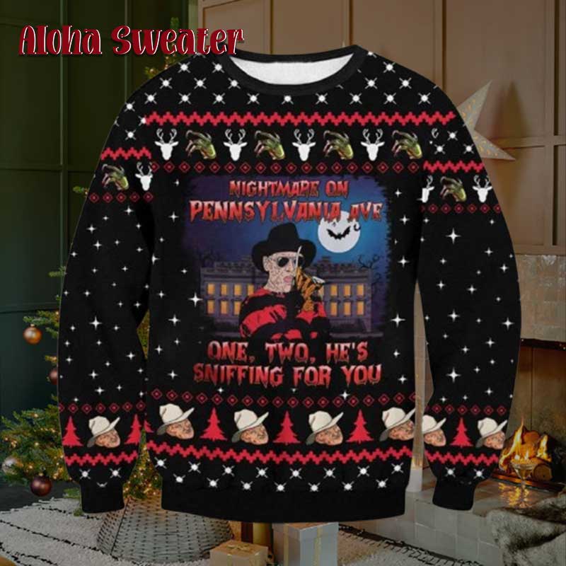 He’s Sniffing For You Freddy Krueger Ugly Christmas Sweater