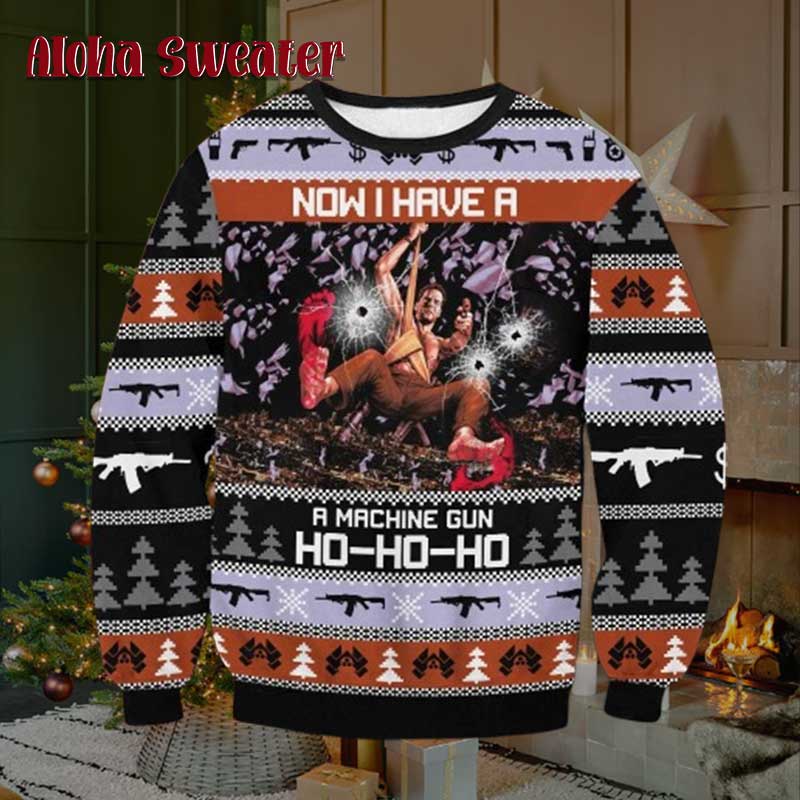 Ho Ho Ho Machine Gun Die Hard Ugly Sweater