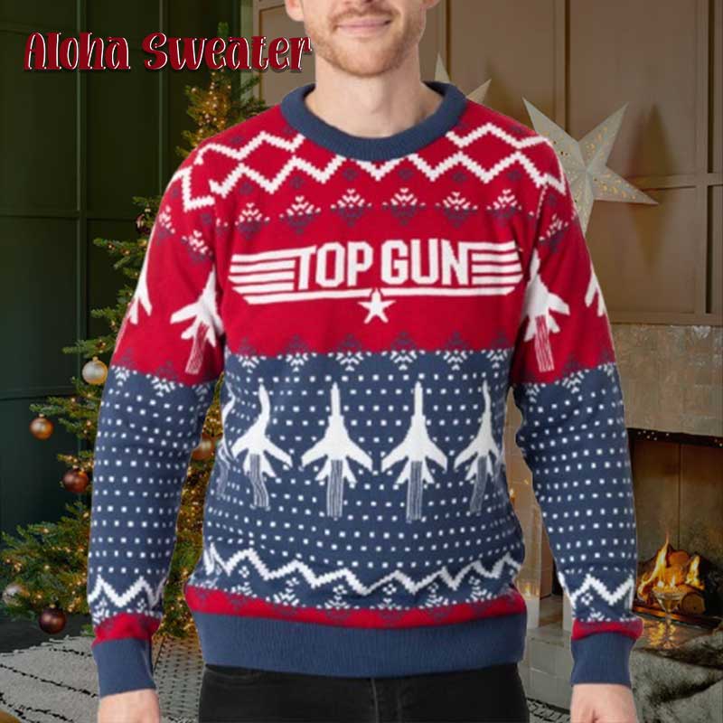 Holidays Pattern Movie Top Gun Ugly Christmas Sweater